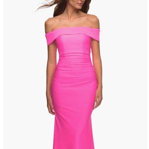La Femme Off the Shoulder Neon Gown Size 8  WORN ONCE